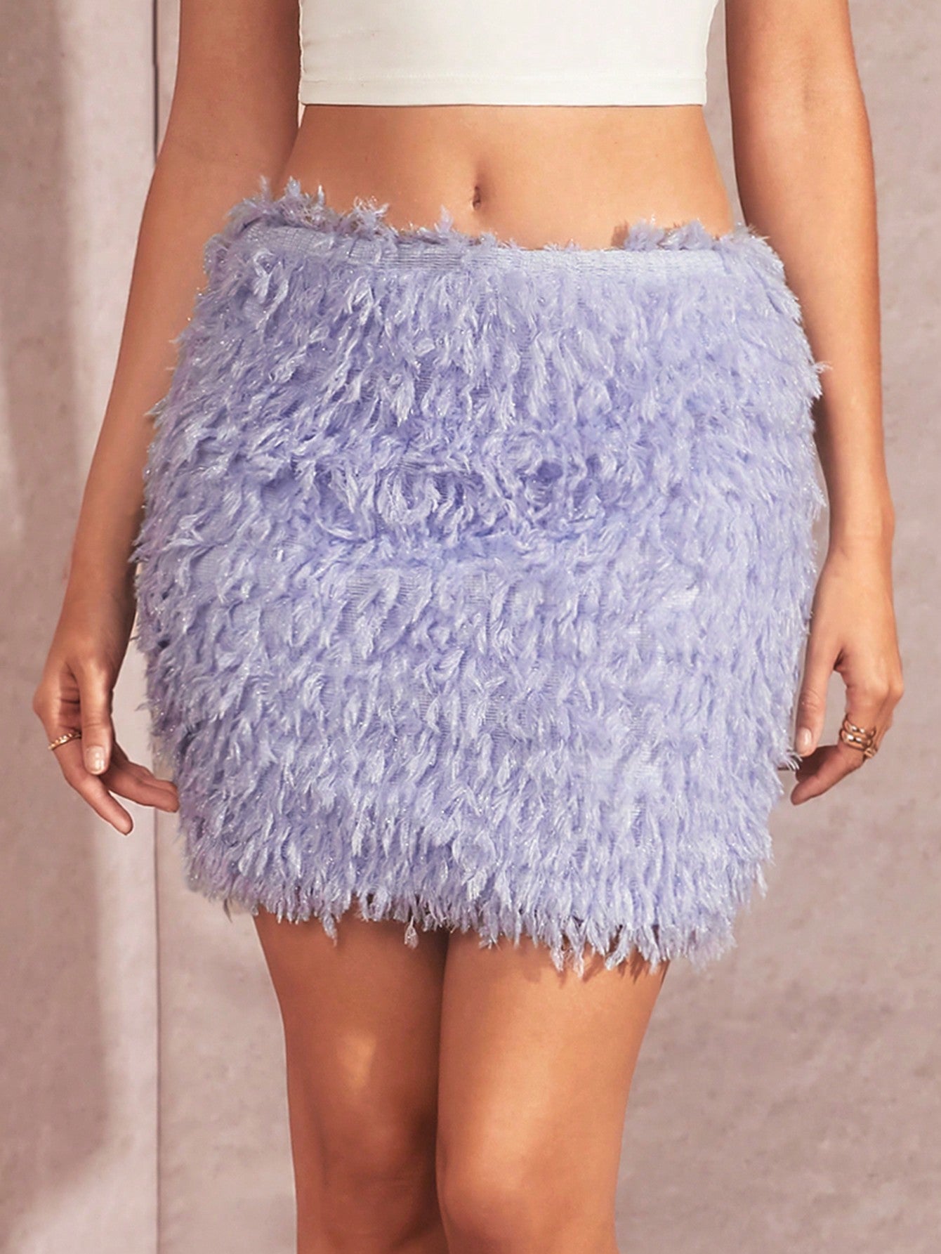 Fuzzy Mini Bodycon Skirt