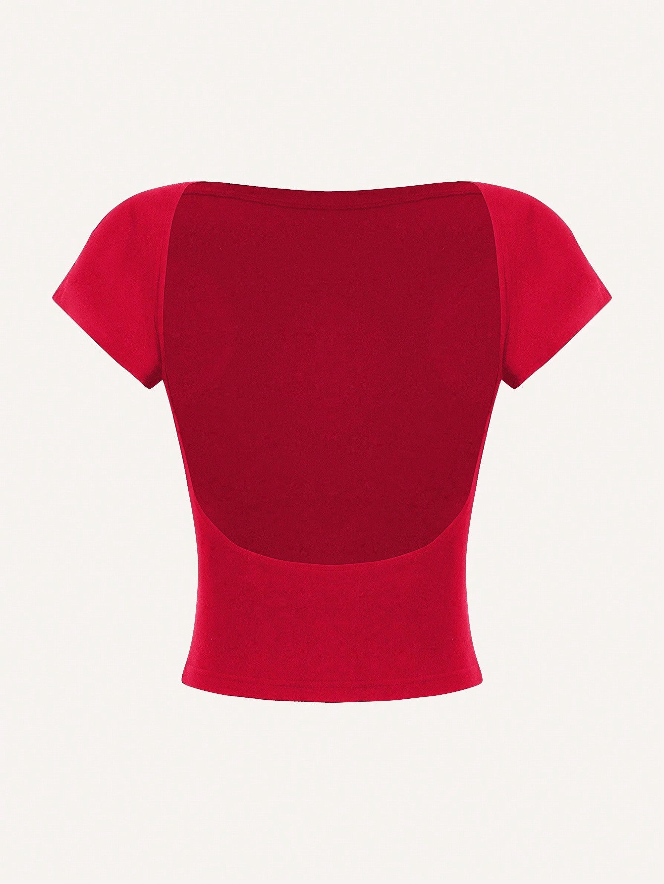 Sexy Casual Minimalist Solid Off-Shoulder Short Sleeve Backless Slim Fit Women T-Shirt, Summer