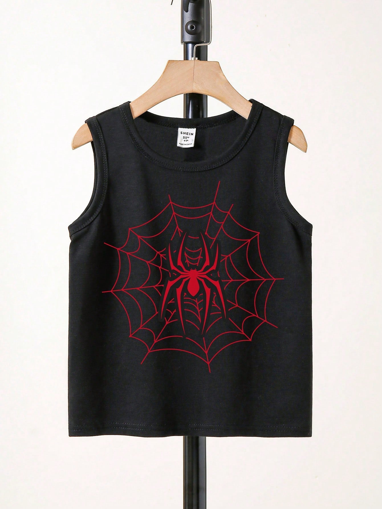 Young Boys' Casual Simple Spider Pattern Tank Top Suitable For Summer