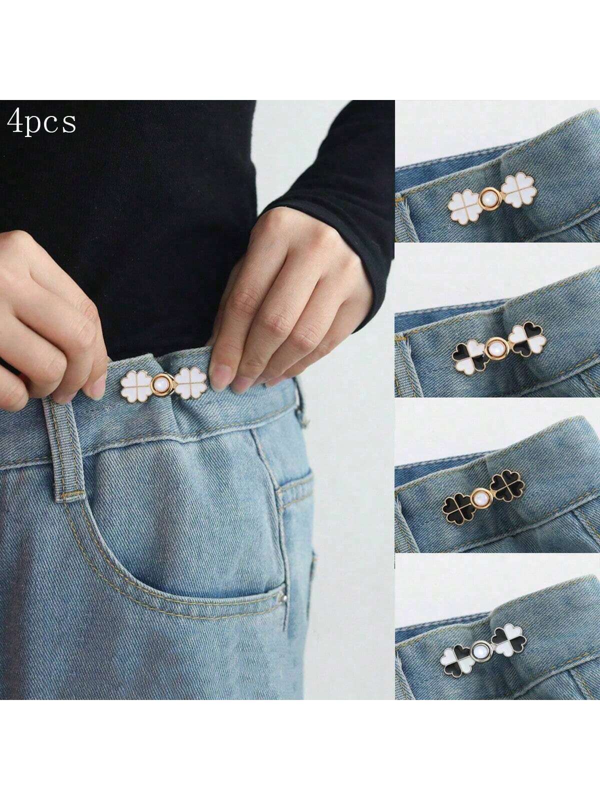 4pcs/Set No-Drill Detachable & Adjustable Metal Button Waist Extender For Jeans