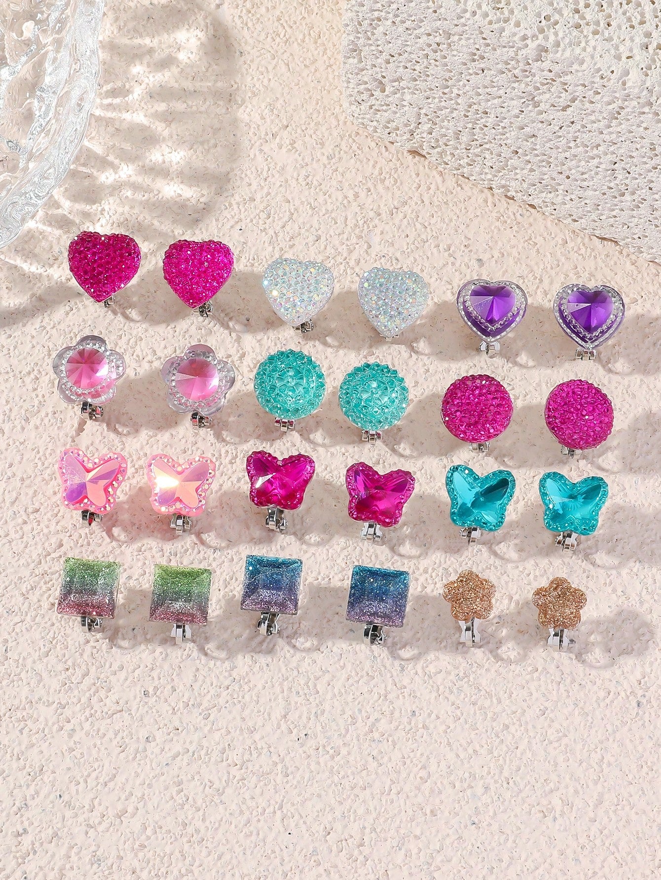 4 Pairs /12Pairs  Little S Girls Clip On Earrings Pretend Princess Jewelry Earring Play Earrings