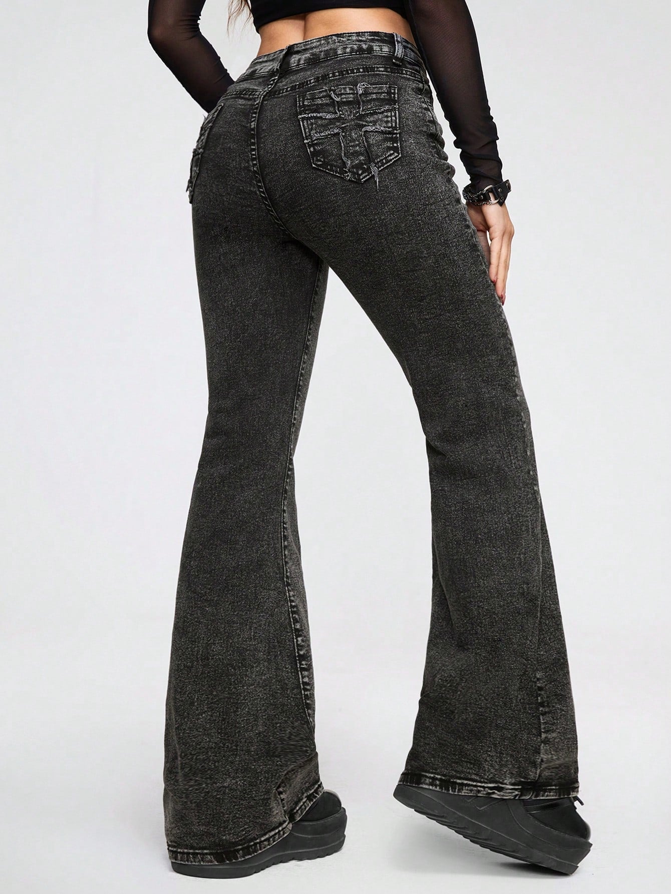 Punk High Waist Flare Leg Jeans