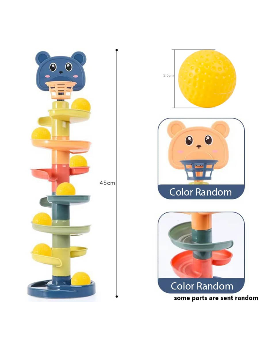 7 Layer Children's Fun Track Ball Tower Toy, For Basketball, Stacking And Rotating. Early Education & Entertainment Roll Ball Game For Kindergarten, Parent-Child Interaction Toy For Home. Great As Birthday Gift.