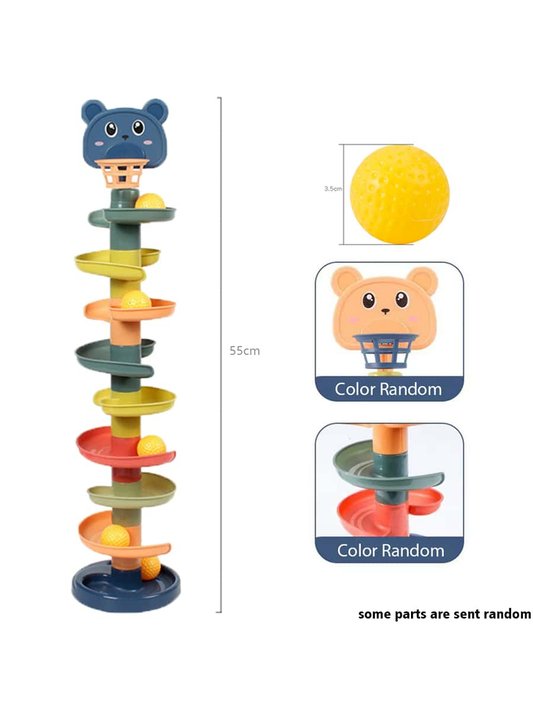 9-Tier Children's Interesting Track Slider Tower Basketball Stack-Up Funny Kids' Indoor Building Blocks Toy, Birthday Gift