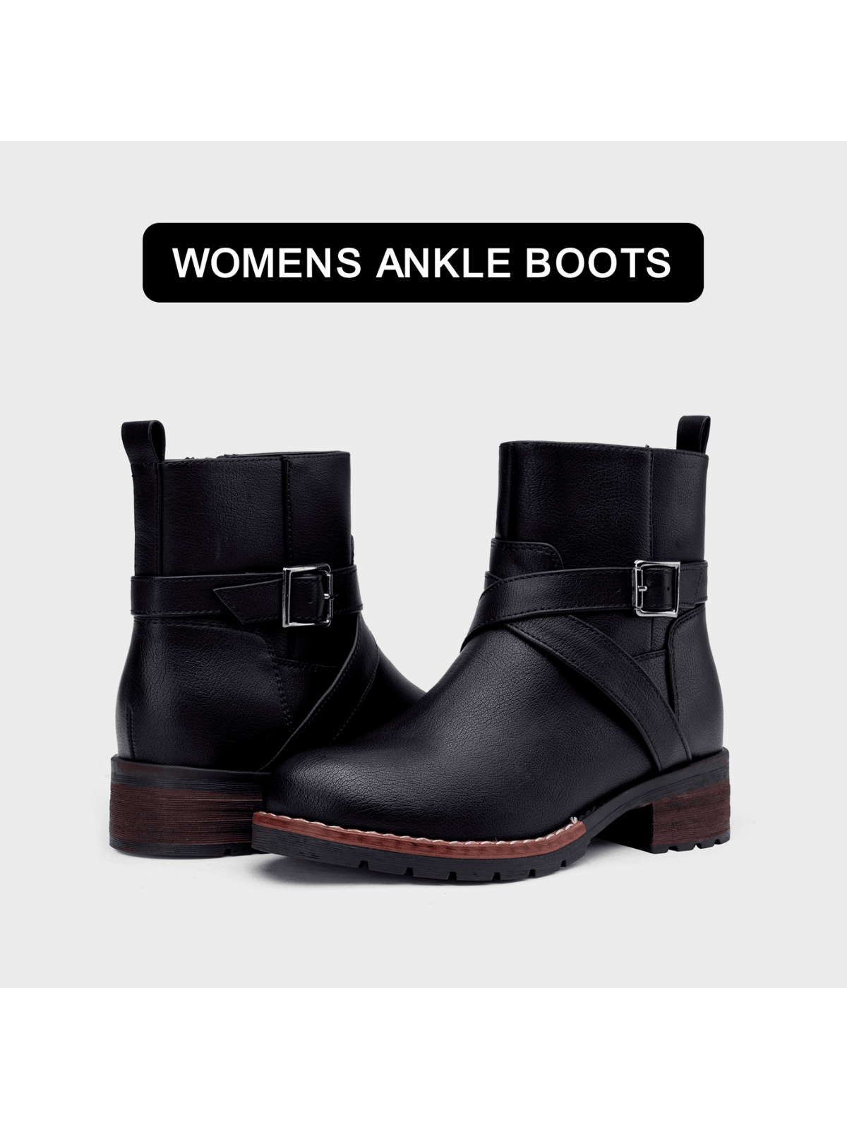 Women's 9682 Ankle Boots Flat Boots Buckle Short Booties For Women