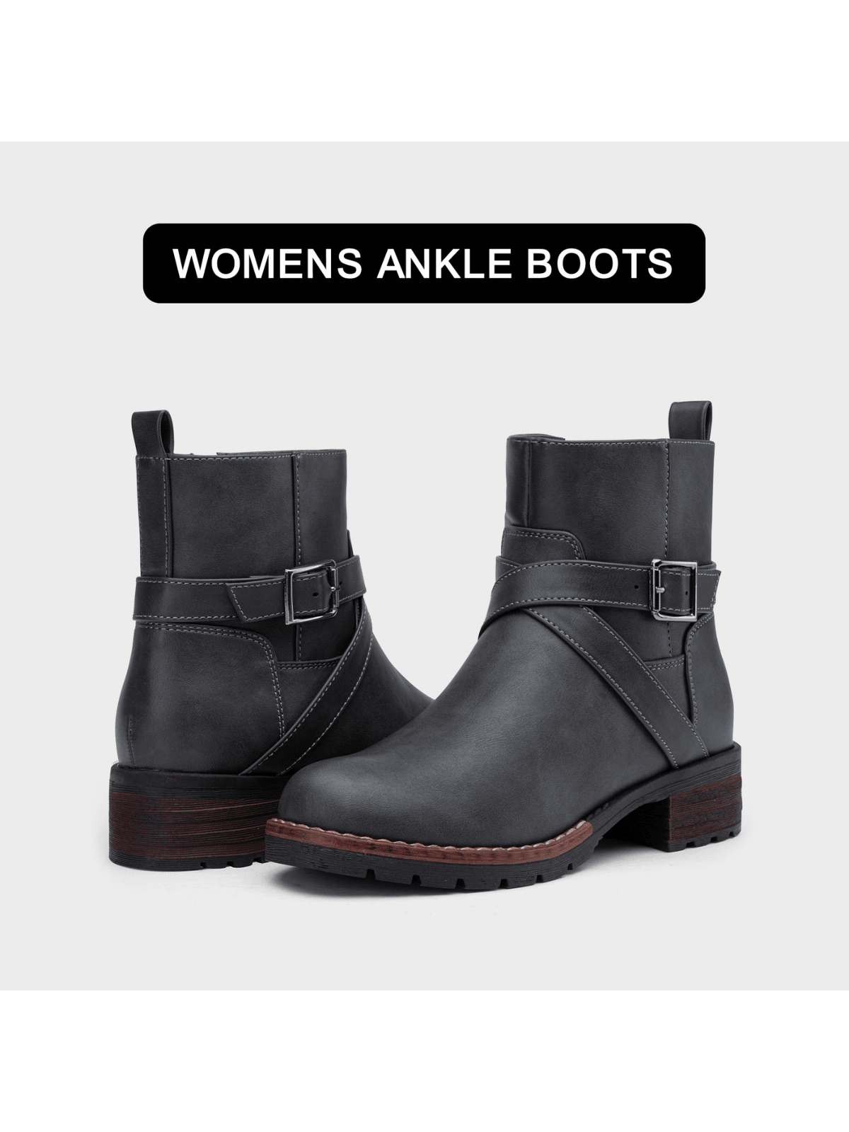 Women's 9682 Ankle Boots Flat Boots Buckle Short Booties For Women