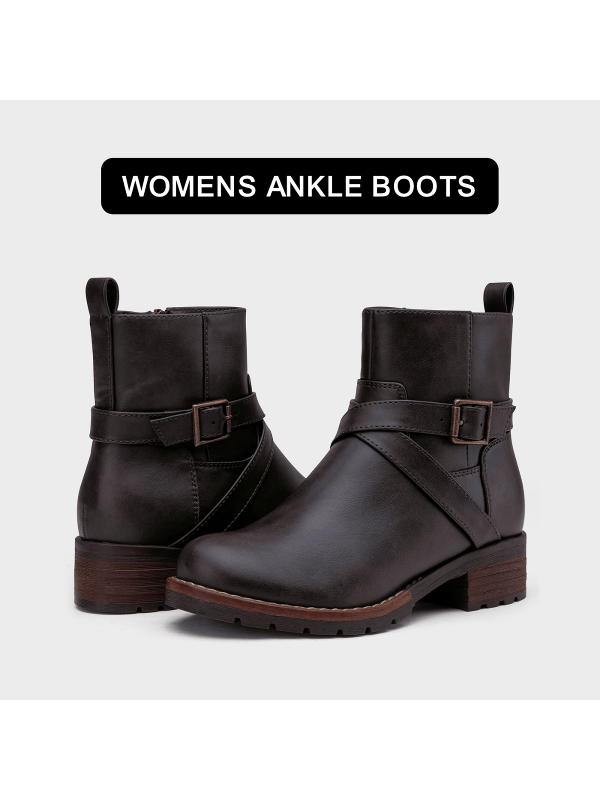 Women's 9682 Ankle Boots Flat Boots Buckle Short Booties For Women