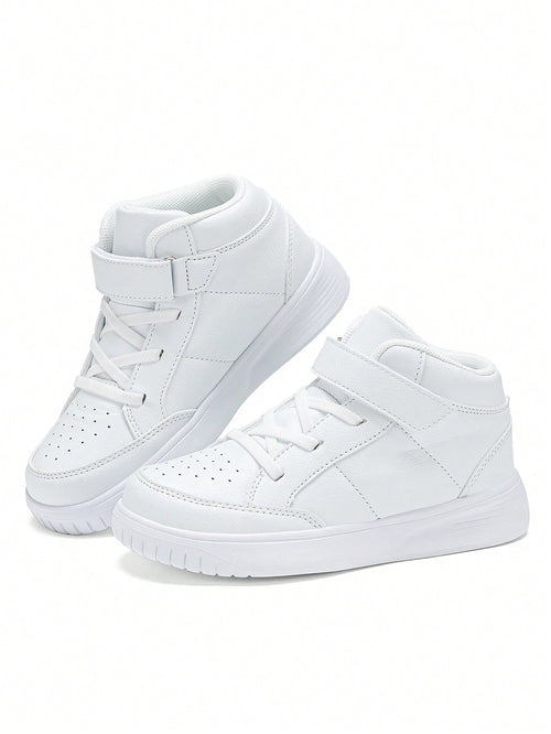 1pair Fashionable Sports Shoes For Girls/Boys, Kids Basketball Sneakers With Flat Soles