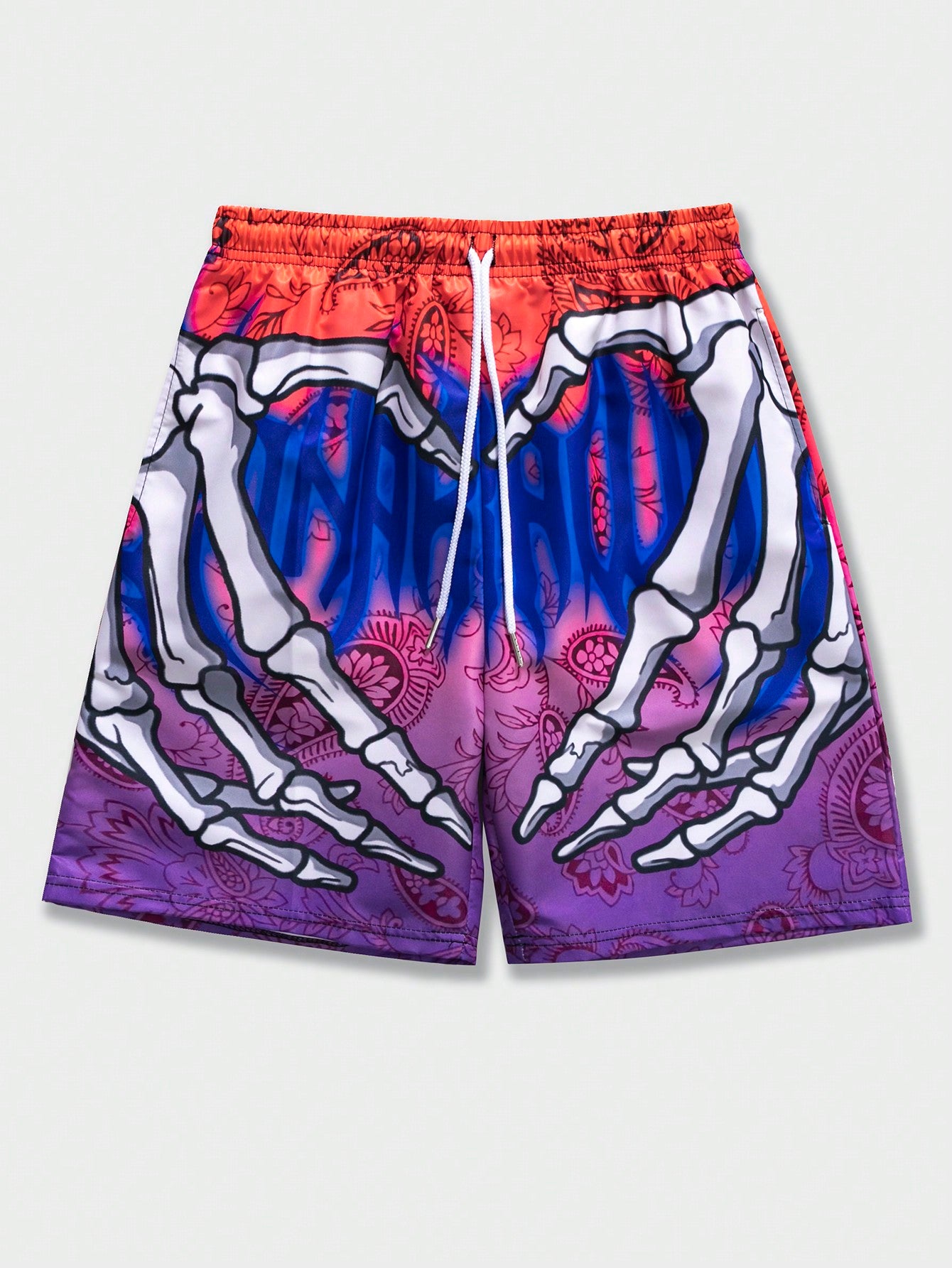 Street Life Men Shorts With Skull-Hand Print