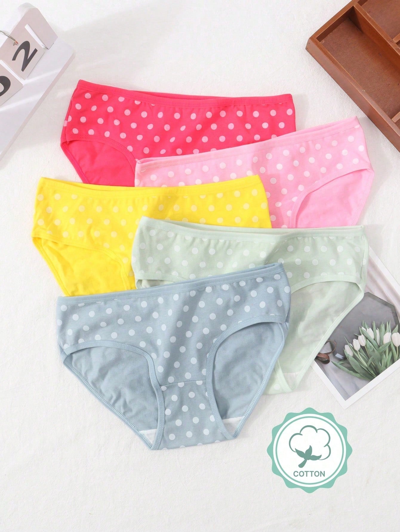 Tween Girl 5pcs/Pack Polka Dot Triangle Panties