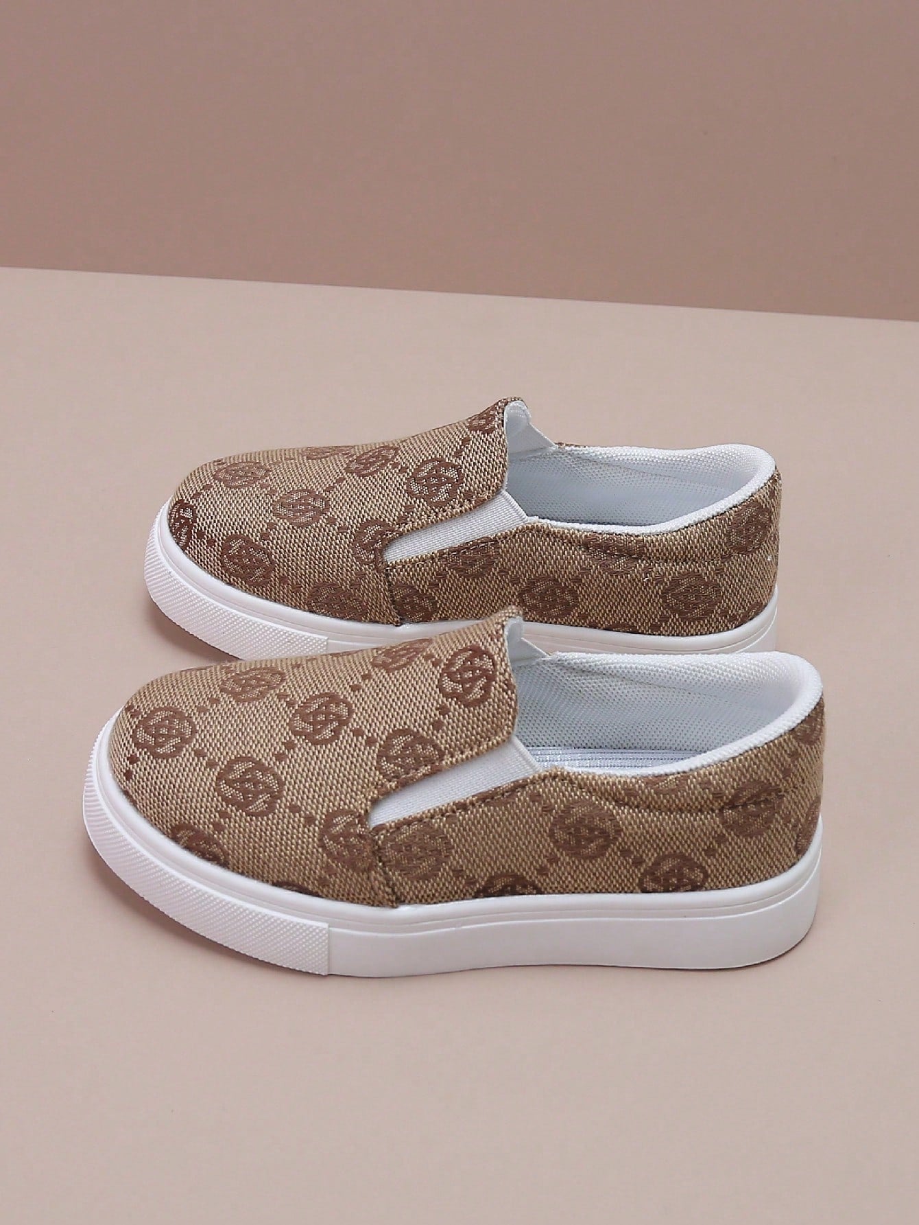 Children's Sport Shoes Slip-On Canvas Sneakers, Brown, Girls' Casual Shoes