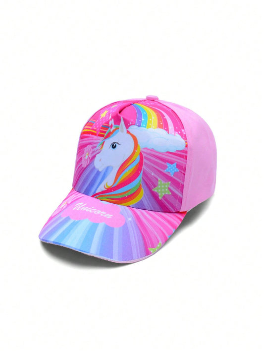 1pc Kids' Rainbow Unicorn Cartoon Baseball Cap For Boys & Girls, Unisex Classic Baseball Cap