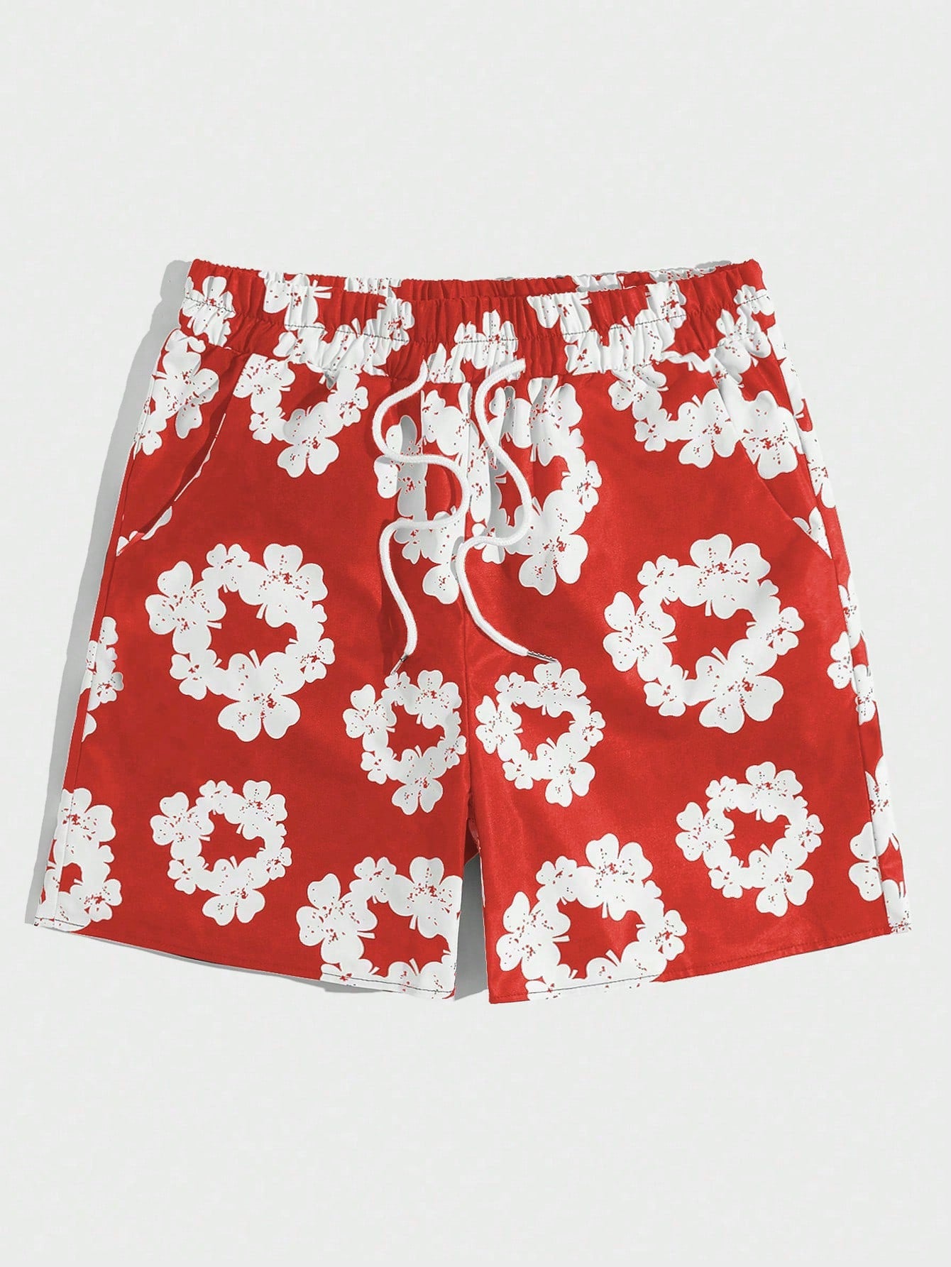 Street Life Men Floral Print Drawstring Summer Shorts