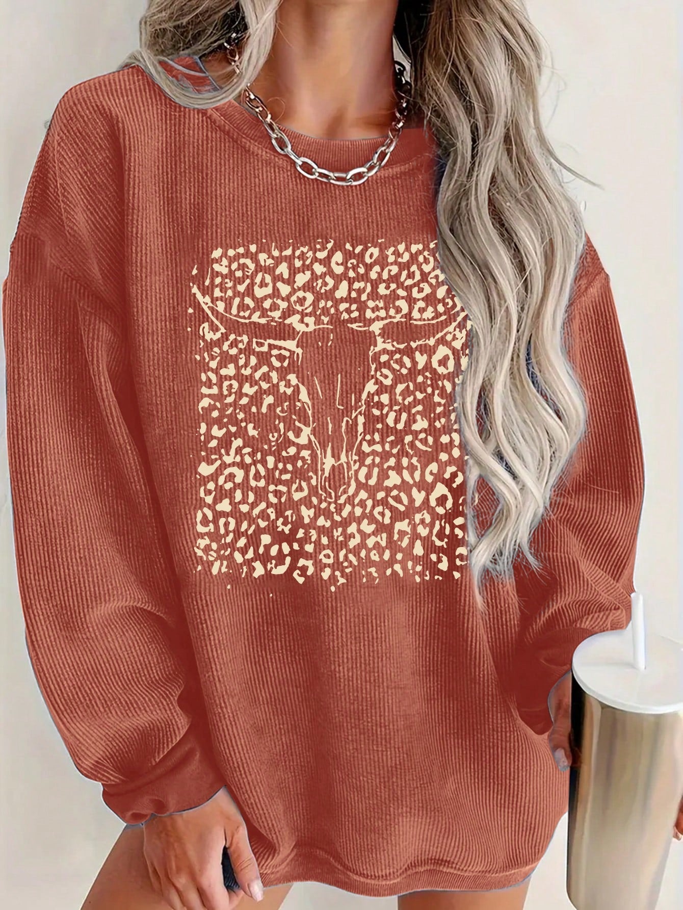 Women's Round Neck Drop Shoulder Sweatshirt