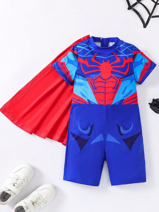 Young Boy Spider Print Jumpsuit