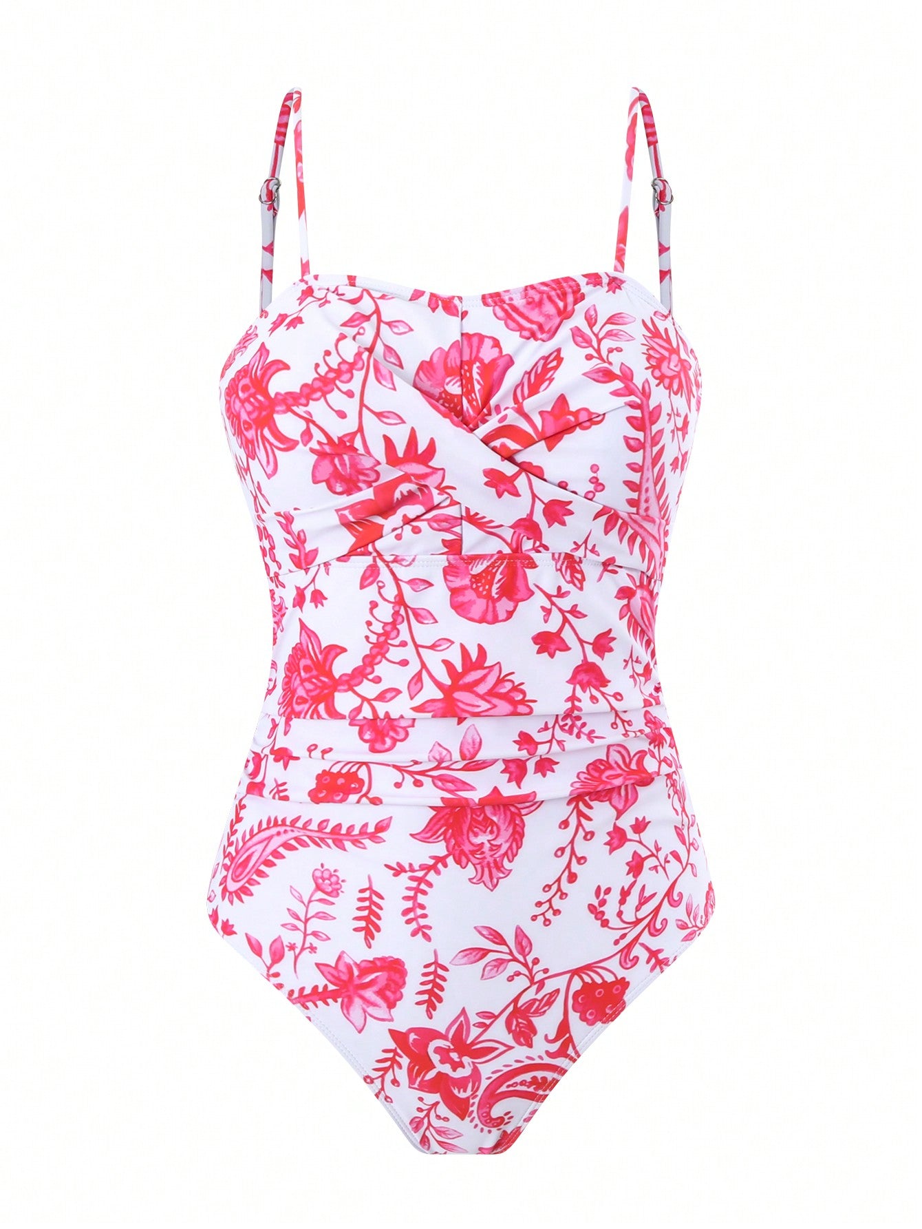 Teen Girl Botanical Printed Spaghetti Straps One-Piece Swimsuit & Cover Up Pants