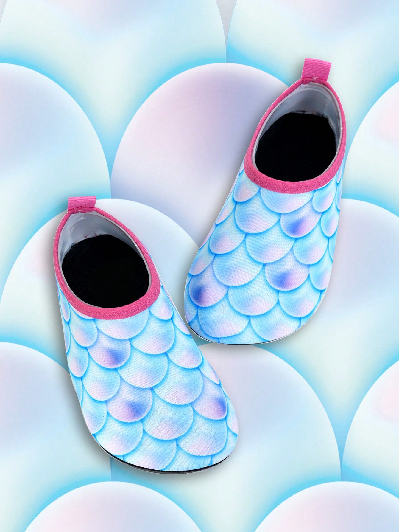 1 Pair Girls\" Dreamy Rubber Anti-Slip Cute Water Shoes With Scale Pattern For Beach & Breathable Soft-Bottomed Children\ Yoga Shoes & Infant Walking Shoes