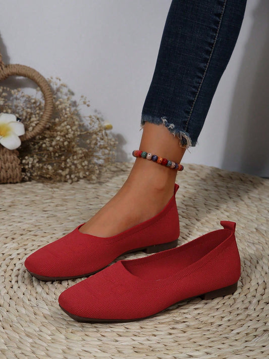 New Spring/Summer Knitted Breathable Antiskid & Wear Resistant Soft Bottom Vintage Flat Dance Shoes/Loafers