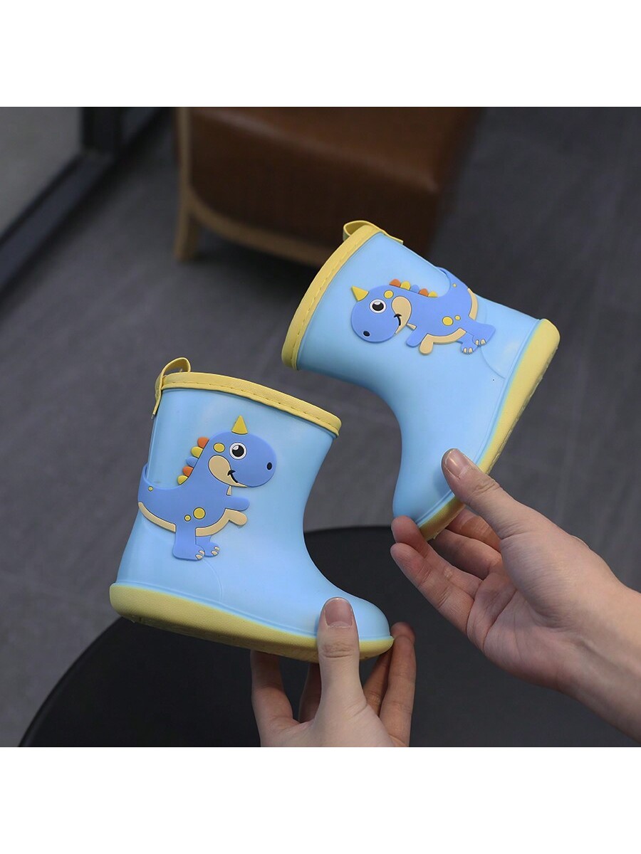 1pair Girls' Waterproof Cartoon Dinosaur Design Rain Boots