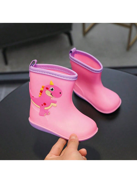 1pair Girls' Waterproof Cartoon Dinosaur Design Rain Boots