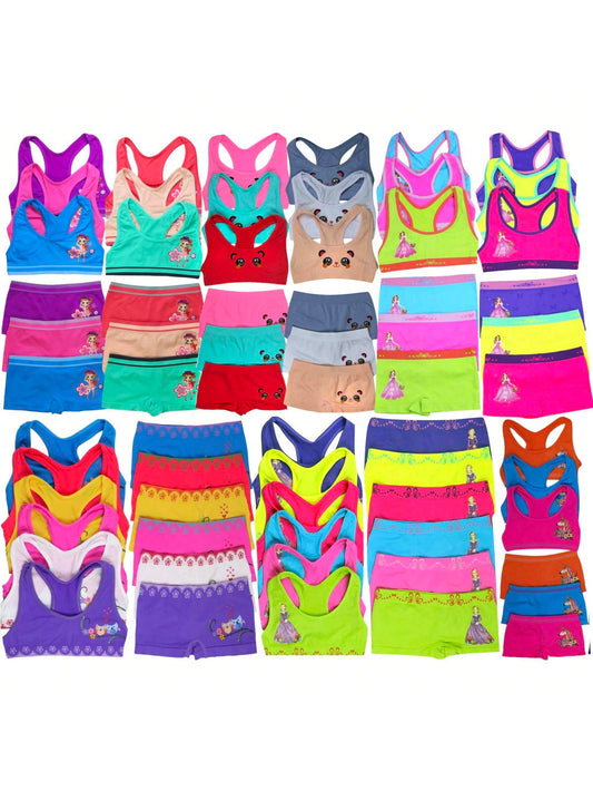 Tween Girl Pack Of 6 Sets Of Randomly Assorted Racerback And Cami Tops And Matching Bottoms