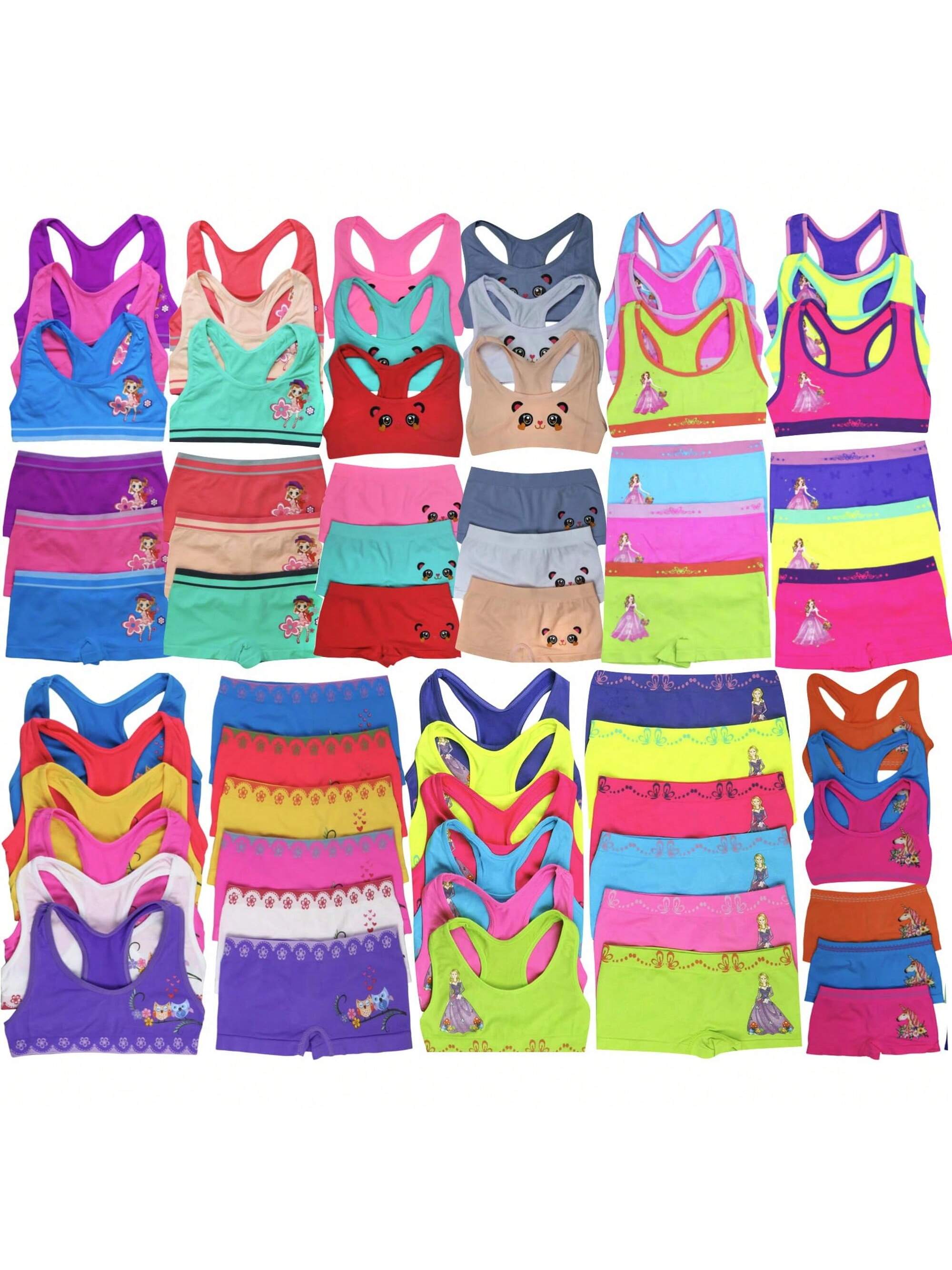 Tween Girl Pack Of 6 Sets Of Randomly Assorted Racerback And Cami Tops And Matching Bottoms