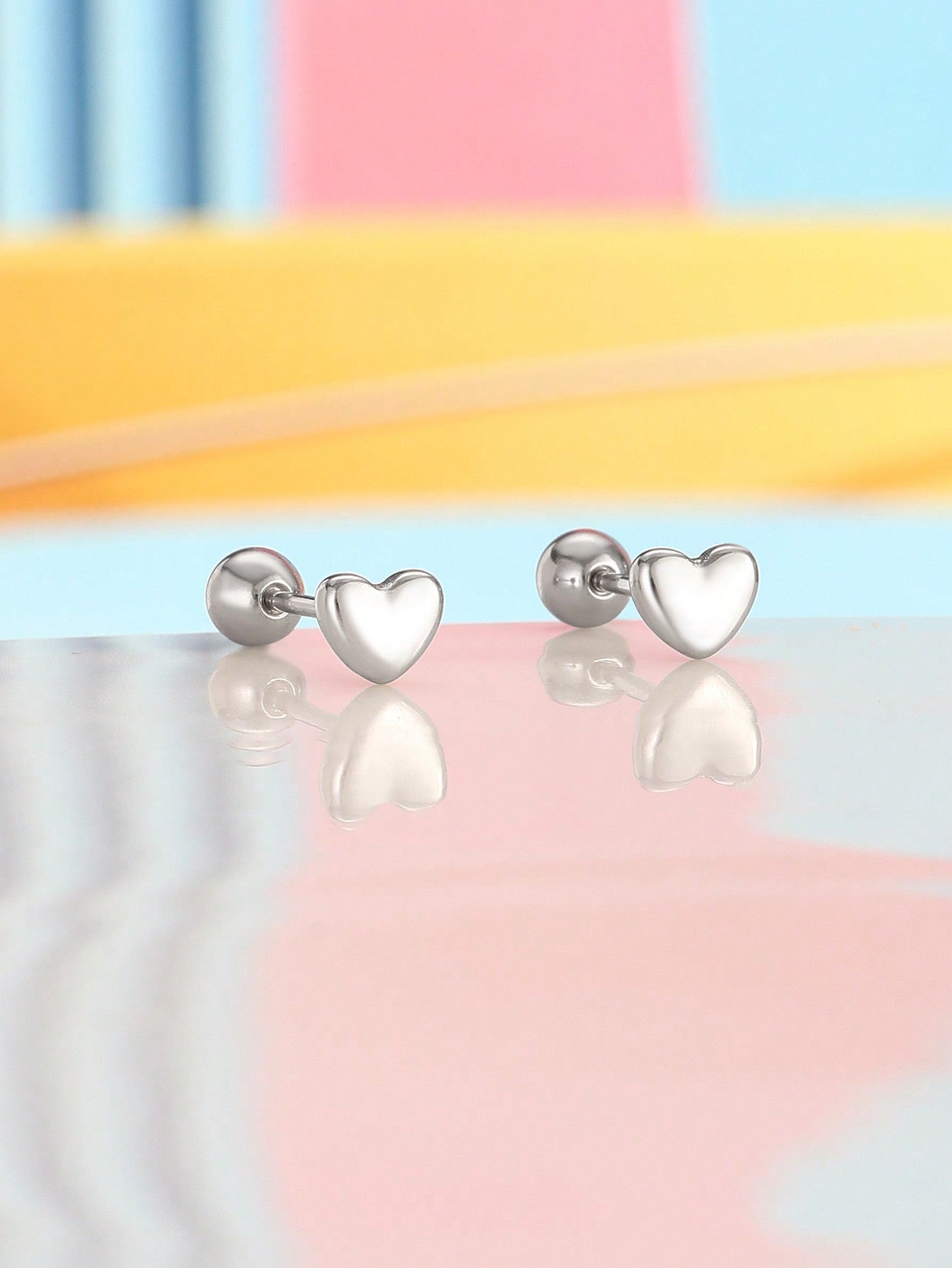 1pair Small Exquisite Stainless Steel Heart Stud Earring Girl Delicate Earrings For Trendy 2023