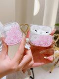 Pink Summer Transparent Cherry Blossom Protective Case Compatible With Airpods Pro 3 / Airpods Pro 2 / Airpods 3, With Floral Pendant For Girls