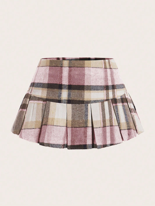 Women's Autumn And Winter Plaid Pleated Skirt