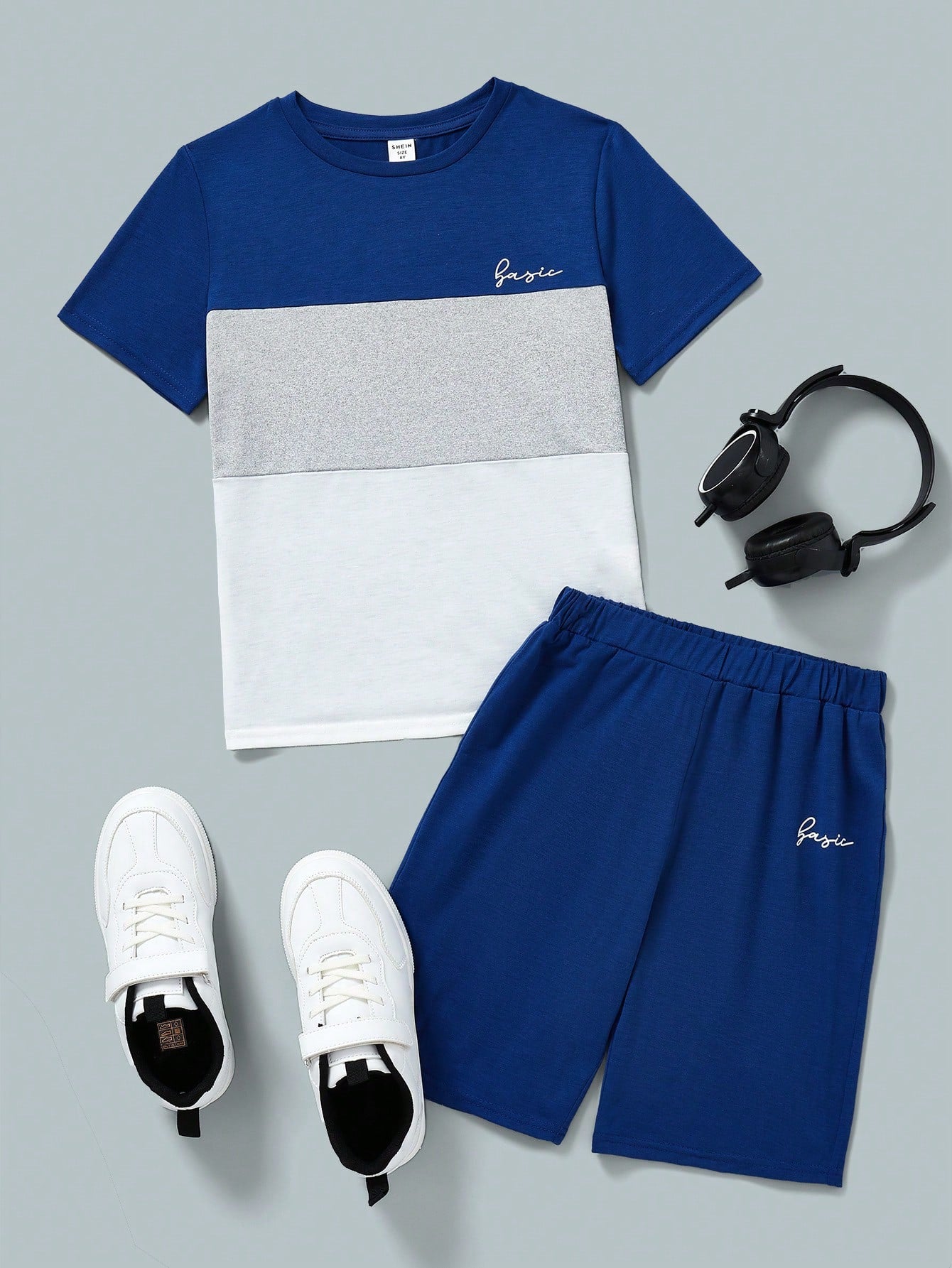 Tween Boy Letter Graphic Colorblock Tee And Track Shorts Set