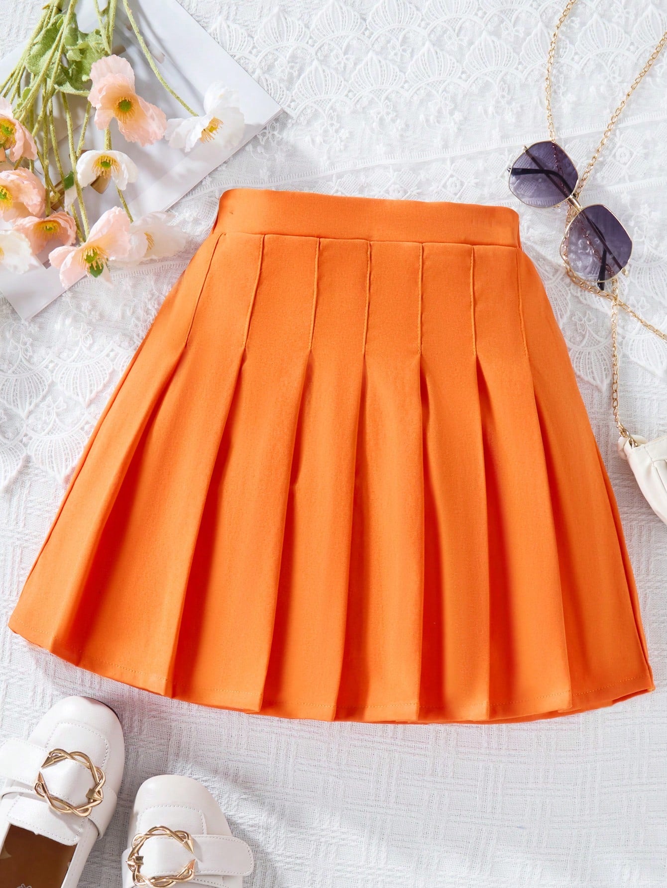 Tween Girls' Solid Color Pleated Skirt