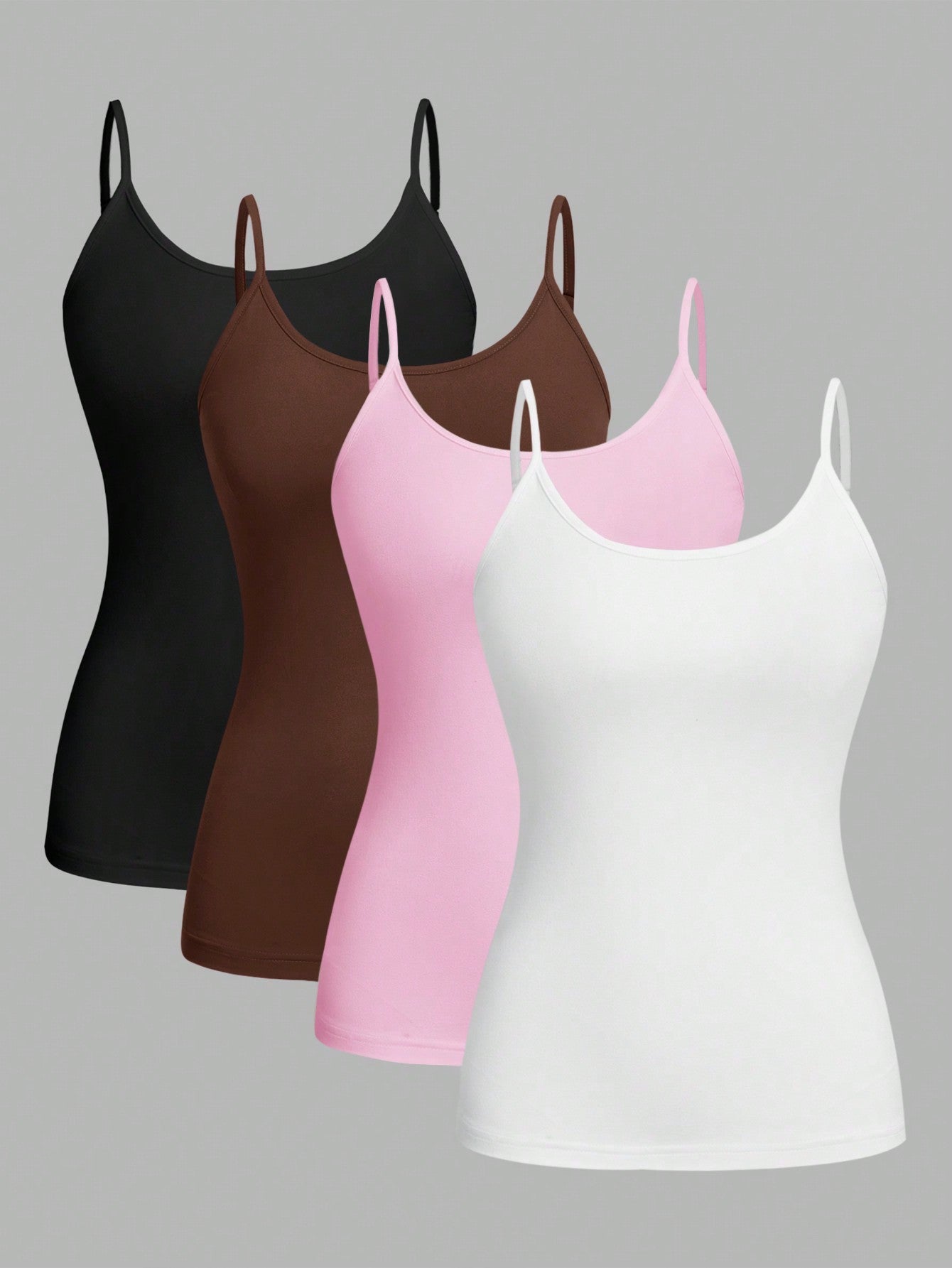 4pcs Casual All-Match Tank Tops Set For Women, Slim Fit, Suitable For Summer