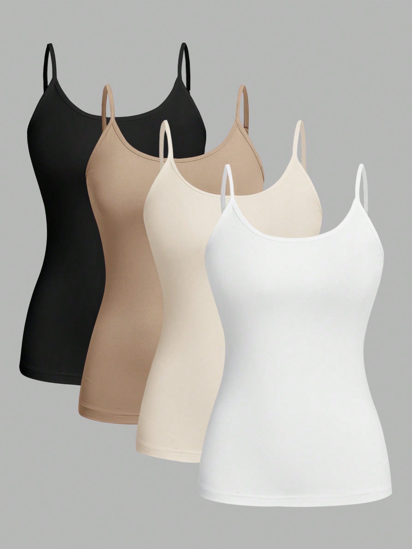 4pcs Casual All-Match Tank Tops Set For Women, Slim Fit, Suitable For Summer