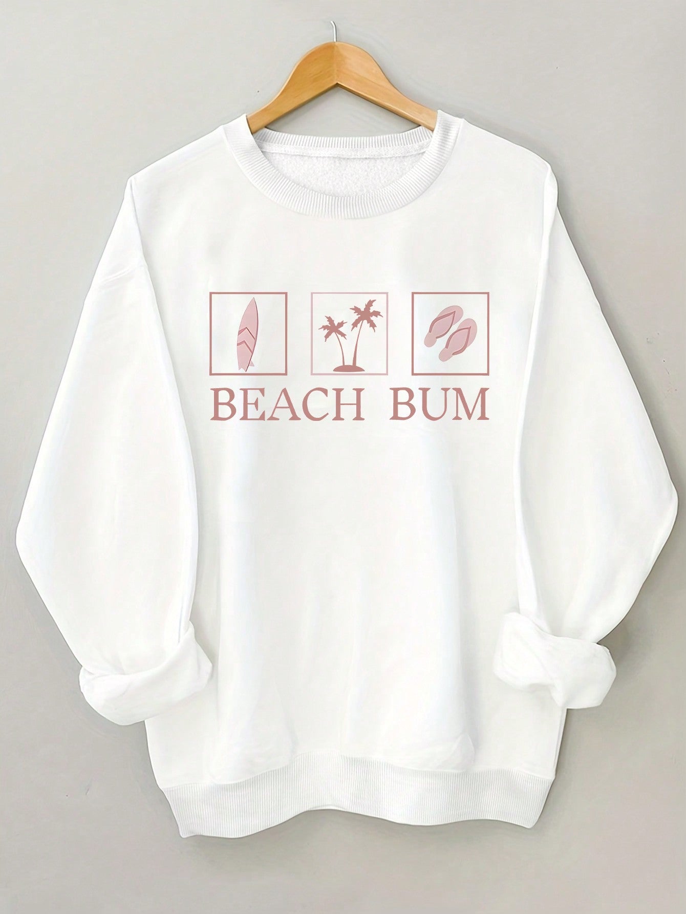 Casual Loose Fit Round Neck Letter Print Sweatshirt