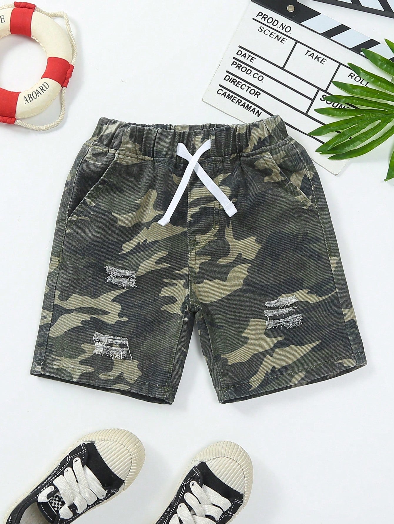 Young Boy Cute & Elegant Outdoor Camo Denim Shorts