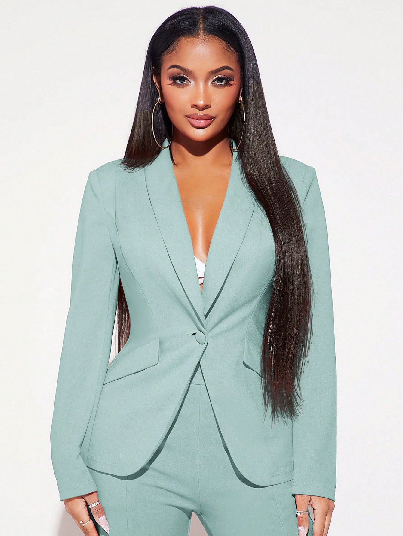 Women's Solid Color Blazer With Shawl Collar