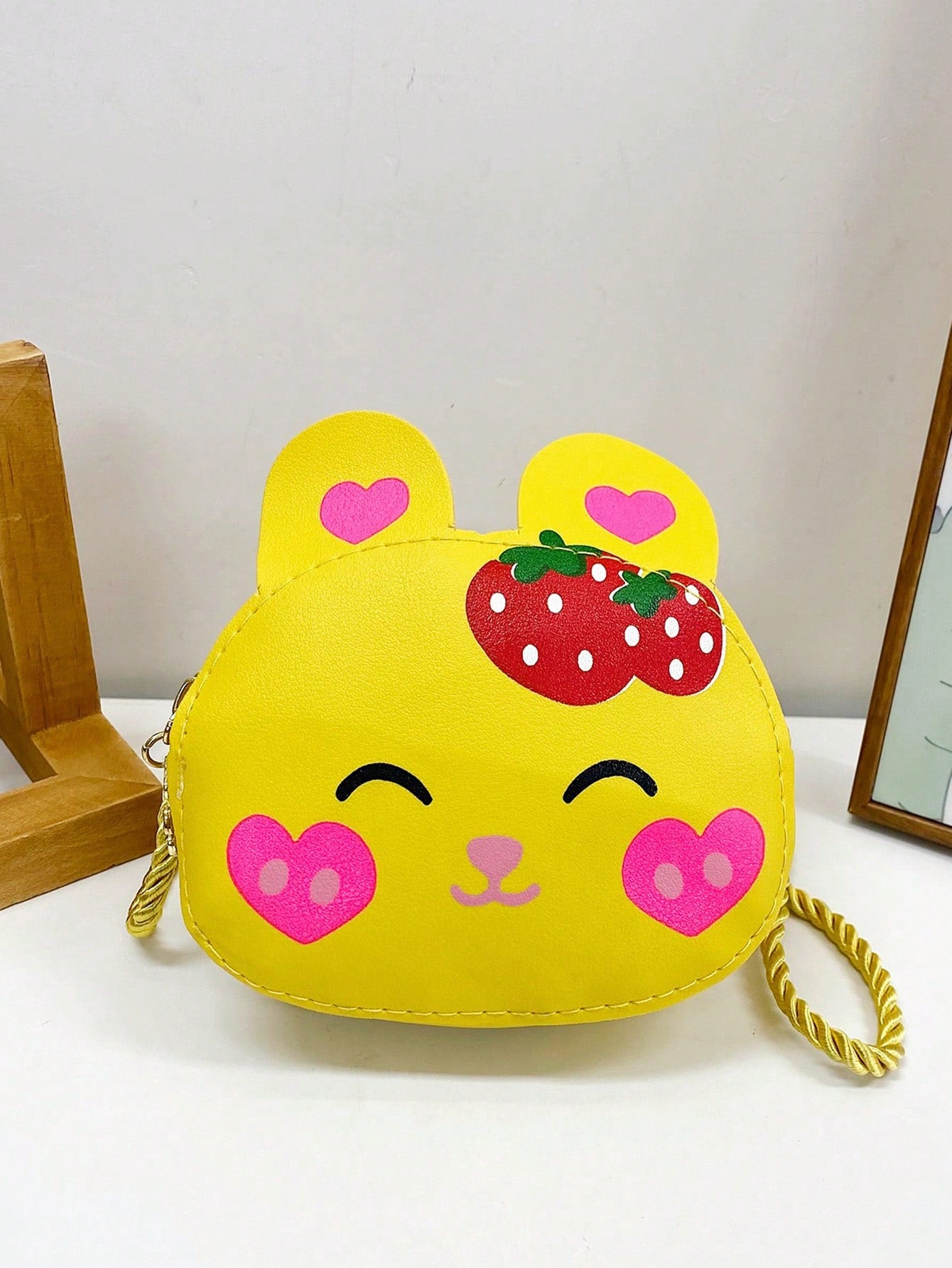 1pc Kids' Pu Leather Zipper Closure Cute Cartoon Mini Crossbody Bag, Suitable For Daily Use