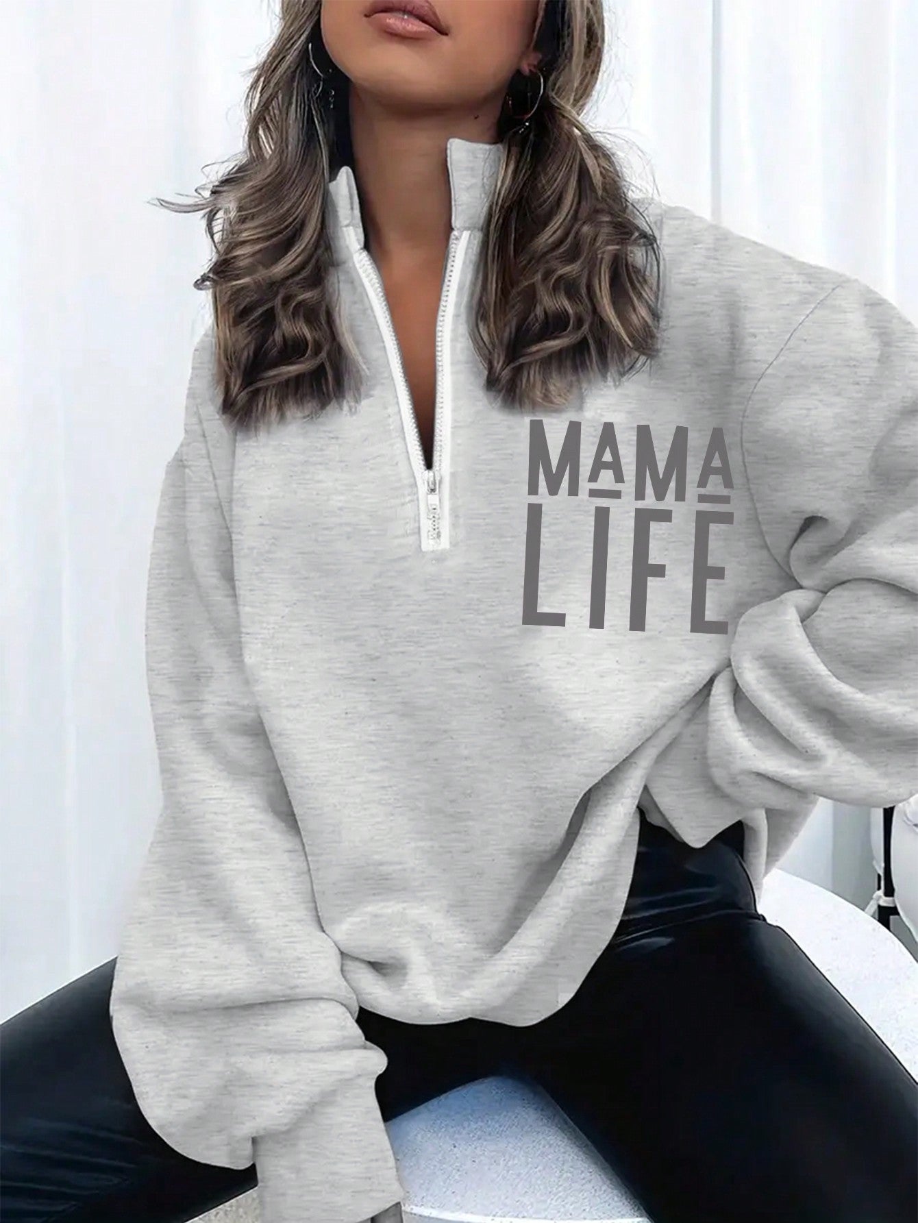 Women's Mama Life Printed Loose Fit Sweatshirt