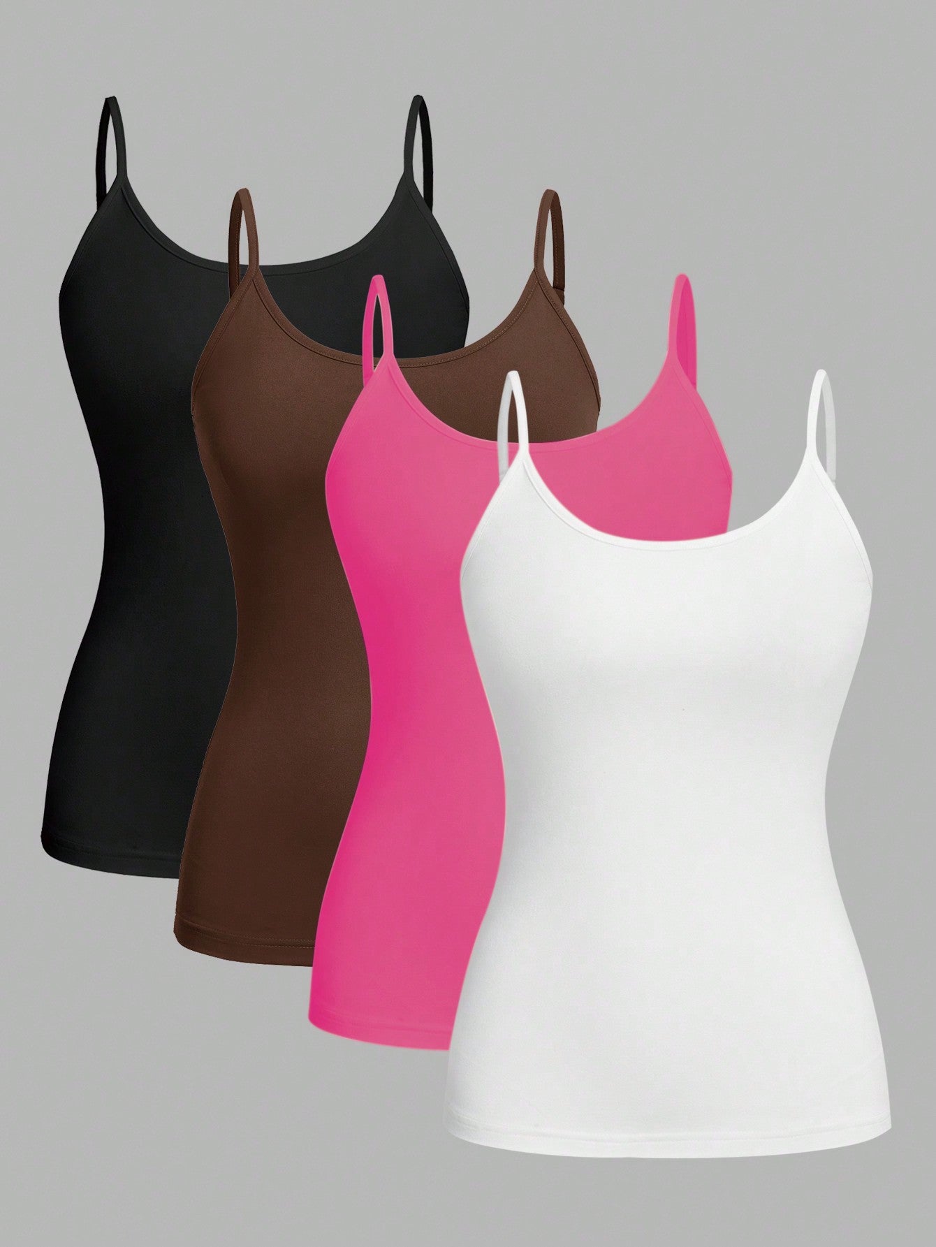 4pcs Casual All-Match Tank Tops Set For Women, Slim Fit, Suitable For Summer