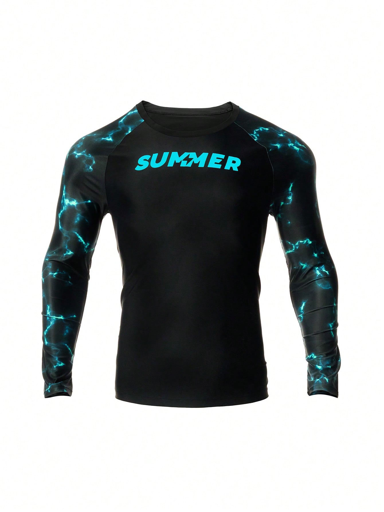 Men's Lightning Print Patchwork Long Sleeve Surfing Rash Guard