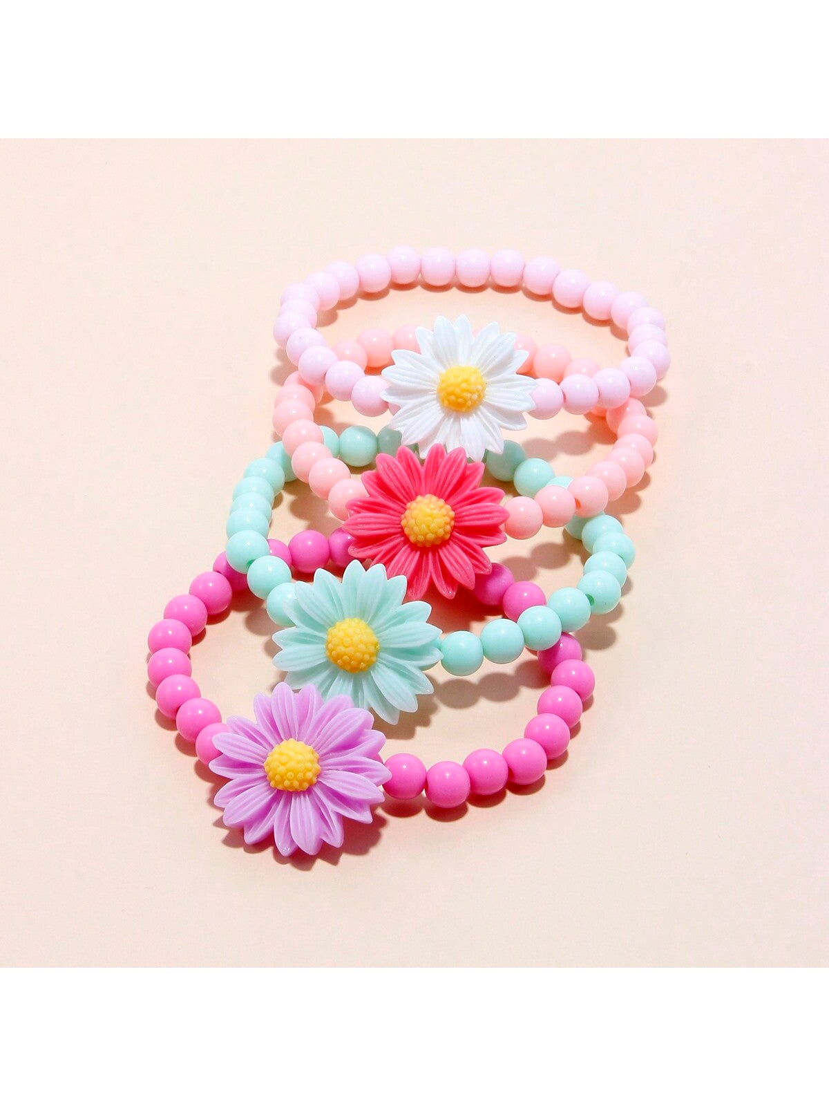 4pcs/Set Flower Beaded Bracelets For Girls