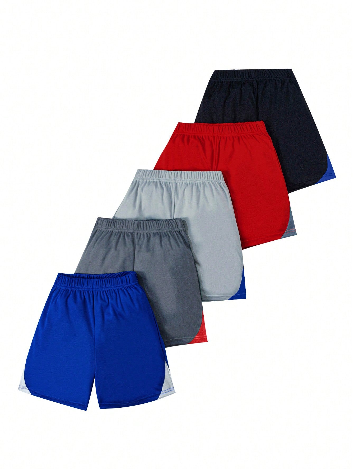 Young Boy 5pcs Multicolor Casual Sports Daily Comfortable Shorts