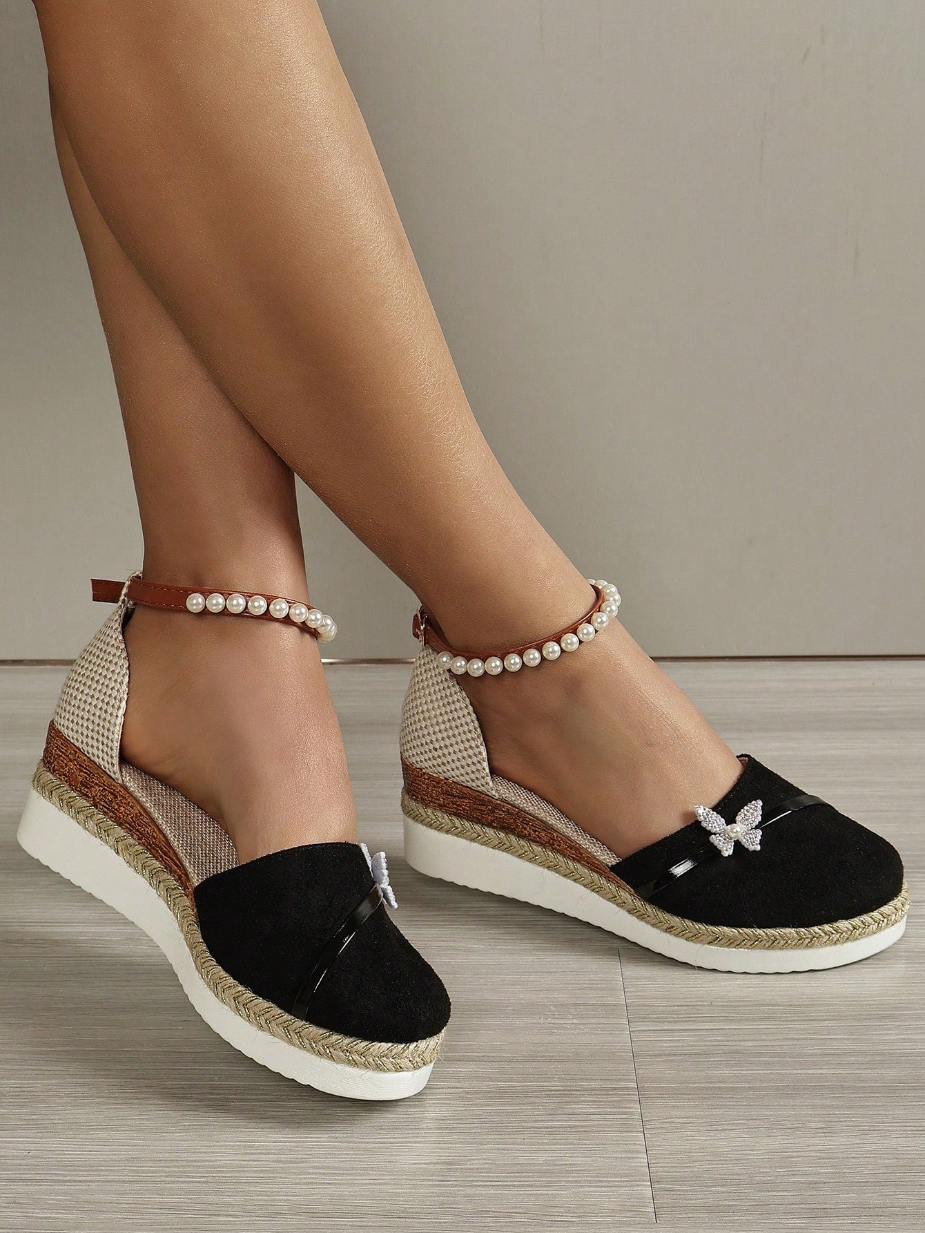 Women's Plus Size Suede Spliced Lightweight Espadrilles With Elegant Wedge Heels Or Platform Soles