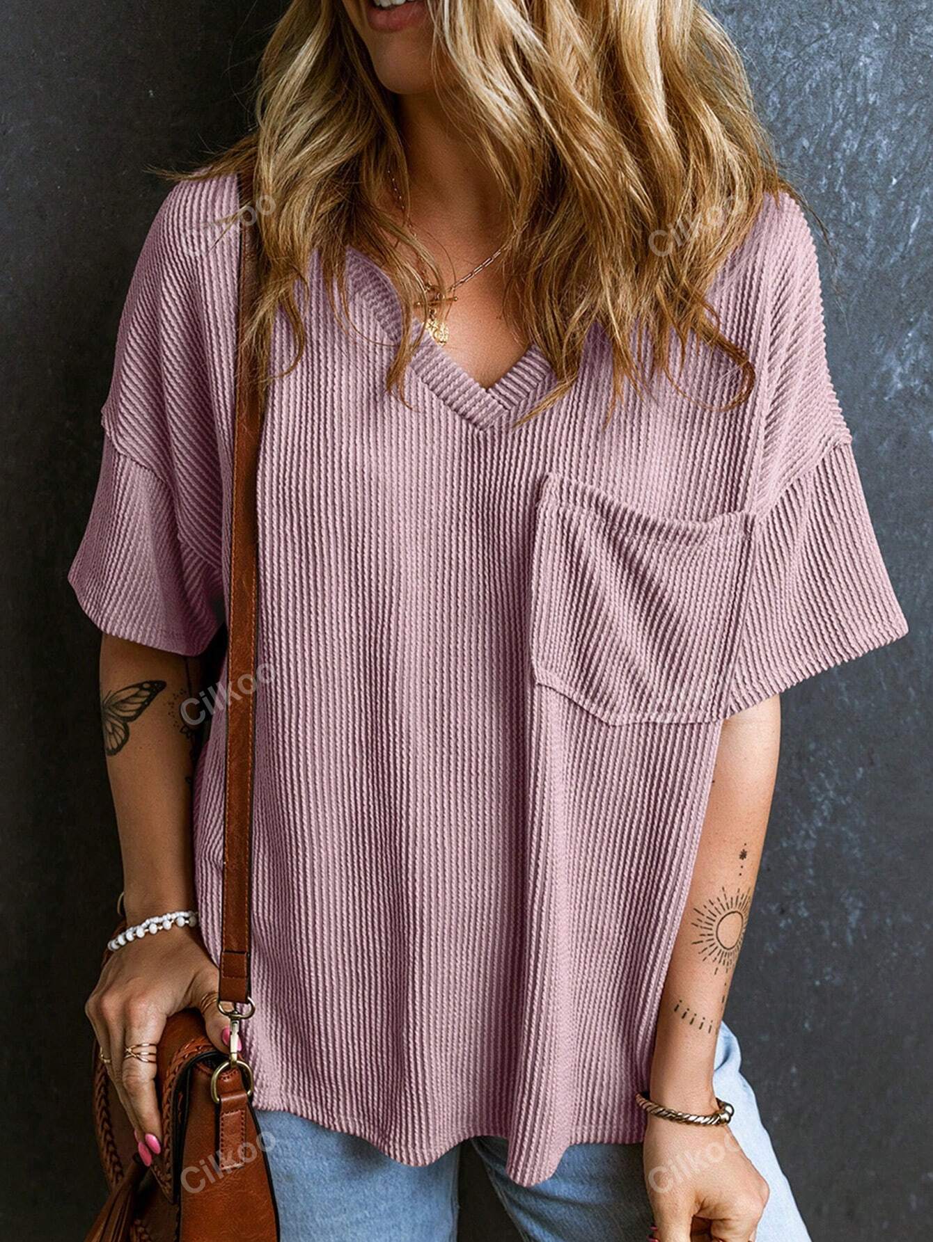 Women's Twisted Threaded Short-Sleeved T-Shirt