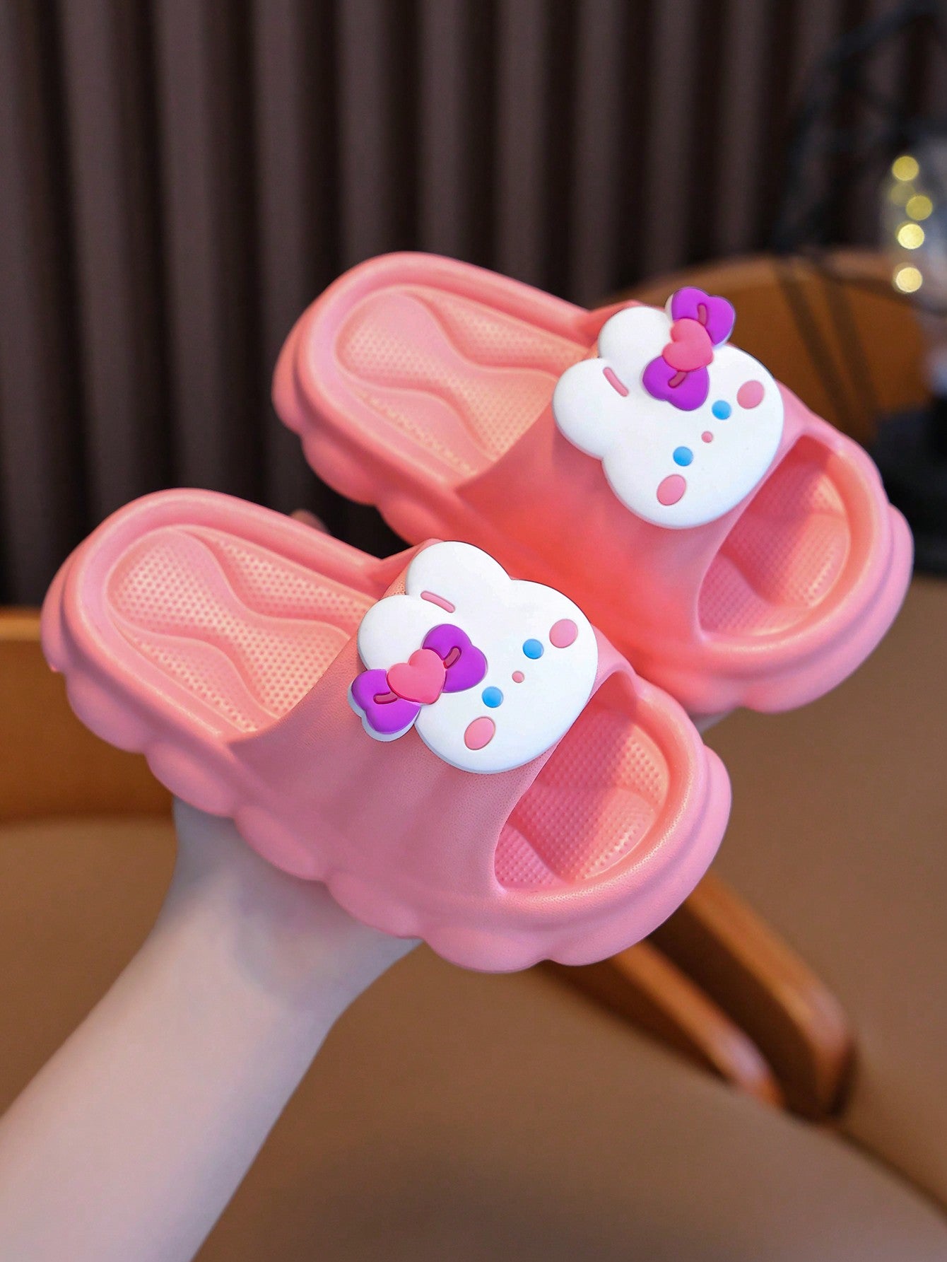 1pair Girls' Cute Rabbit Pattern Indoor Anti-Slip EVA Slippers, Suitable For Summer