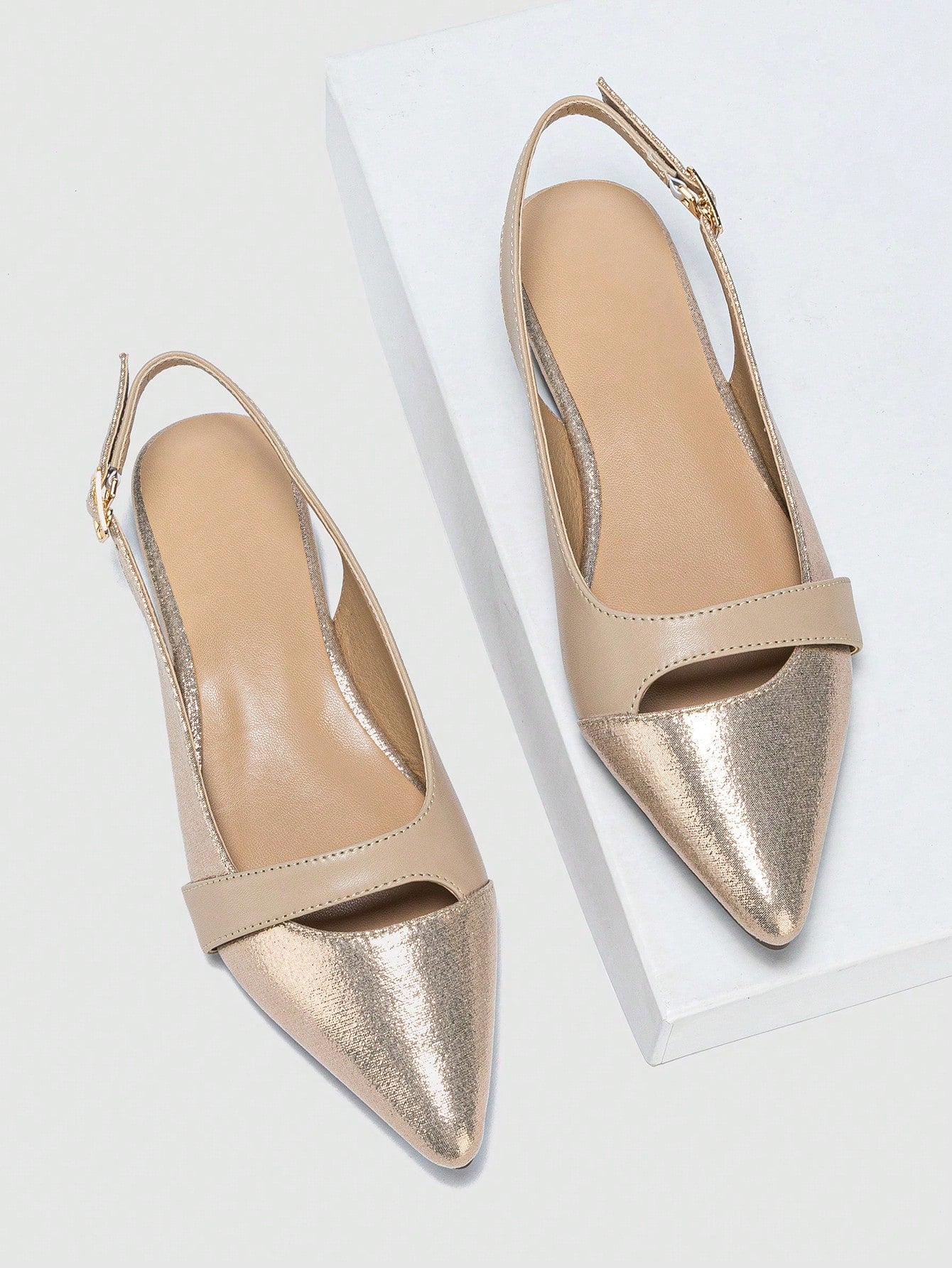 Women's Pointed Toe Flat Shoes With French Style, Vintage Color Block Design And Hollow Out Details For Summer, Perfectly Matched With Dresses