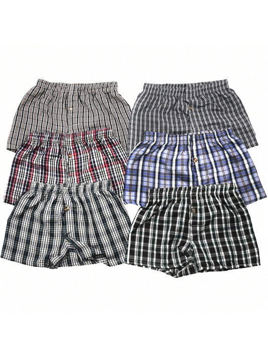 ToBeInStyle Tween Boy Pack Of 3 Or 6 Tartan Patterned Boxer Shorts