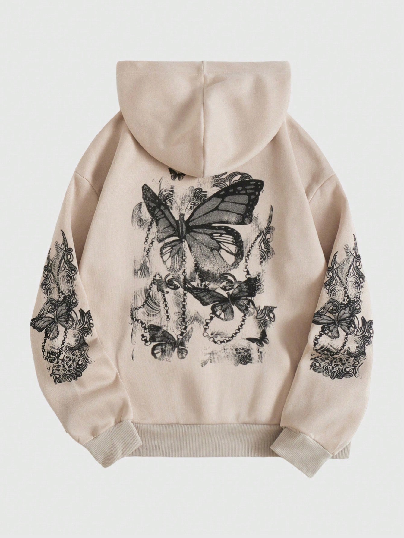 Fairycore Women's Butterfly Pattern Drawstring Hooded Sweatshirt