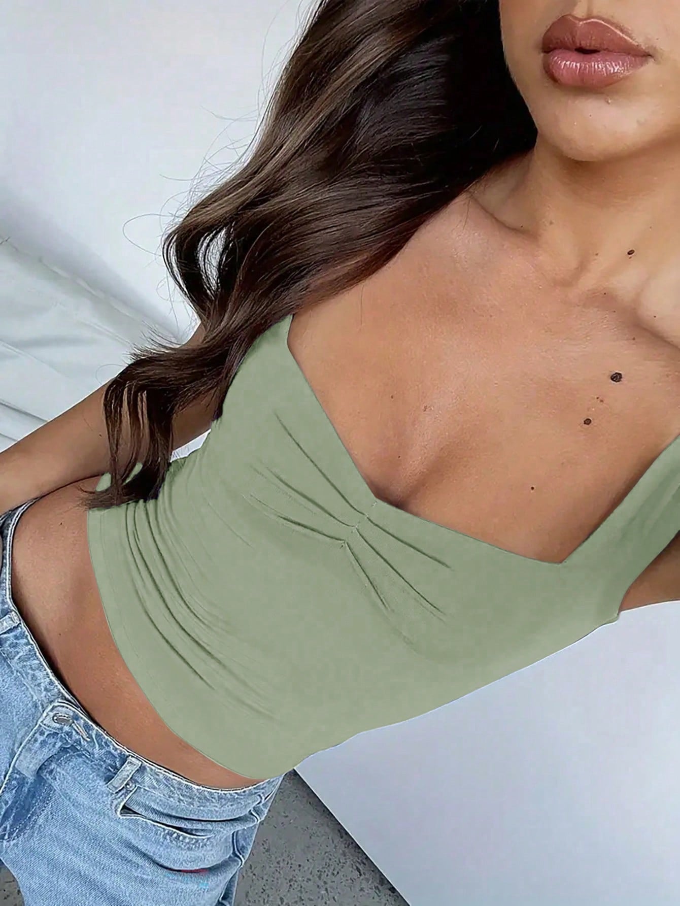 Women's Solid Color Cropped Tank Top For Summer