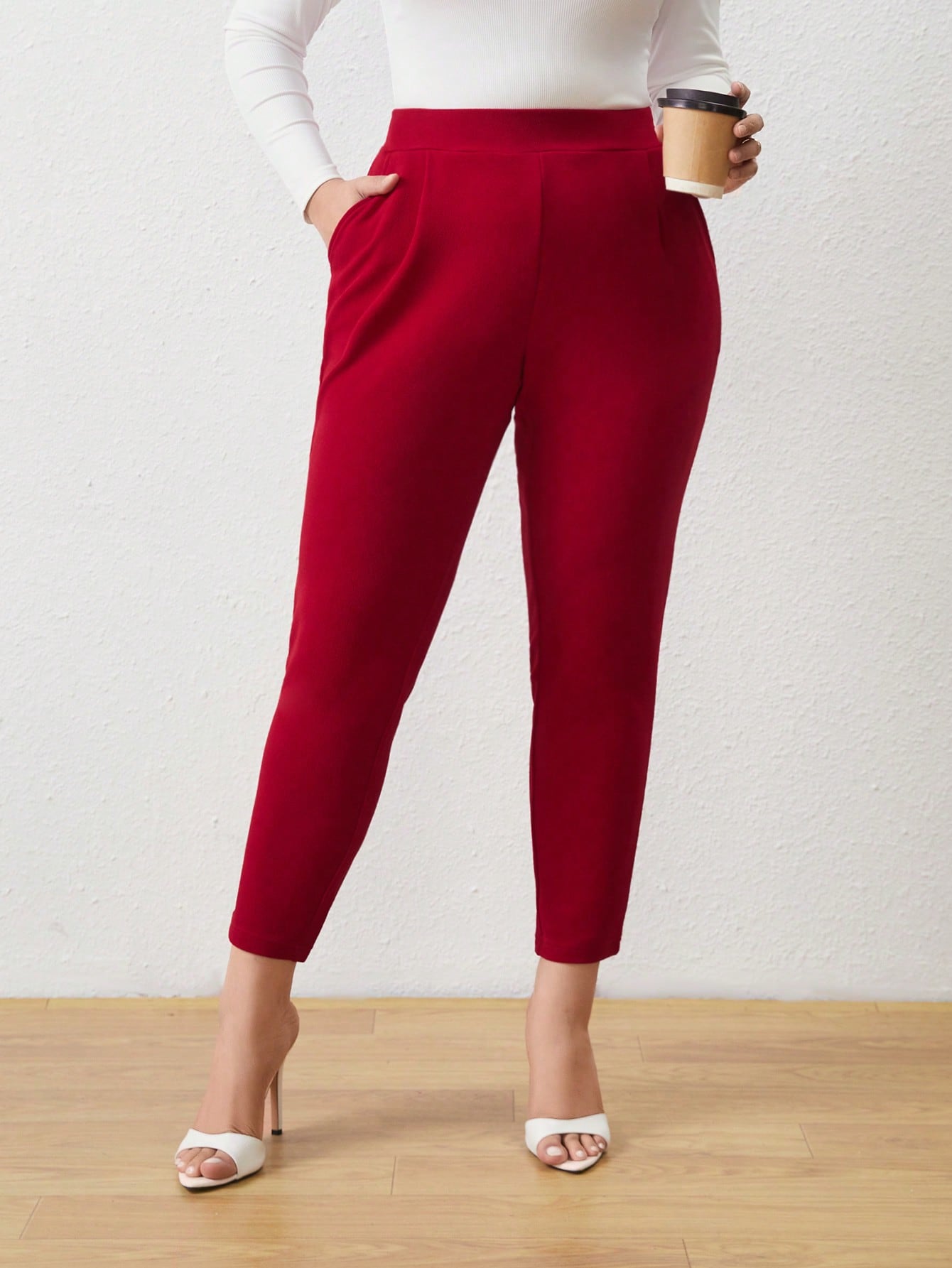 Plus Elastic Waist Skinny Pants